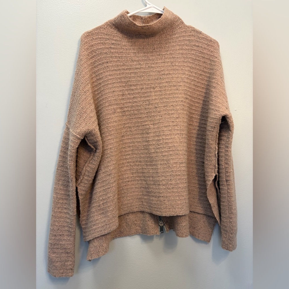 Free People Ribbed Turtleneck Sweater in Brown